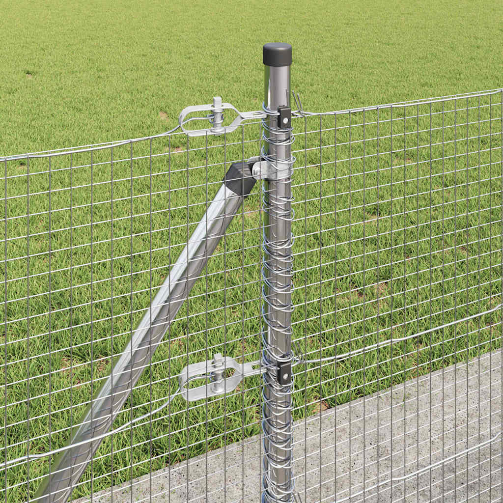 Welded Wire Fence with Concrete Base 25 x 0.4 m Silver Mesh