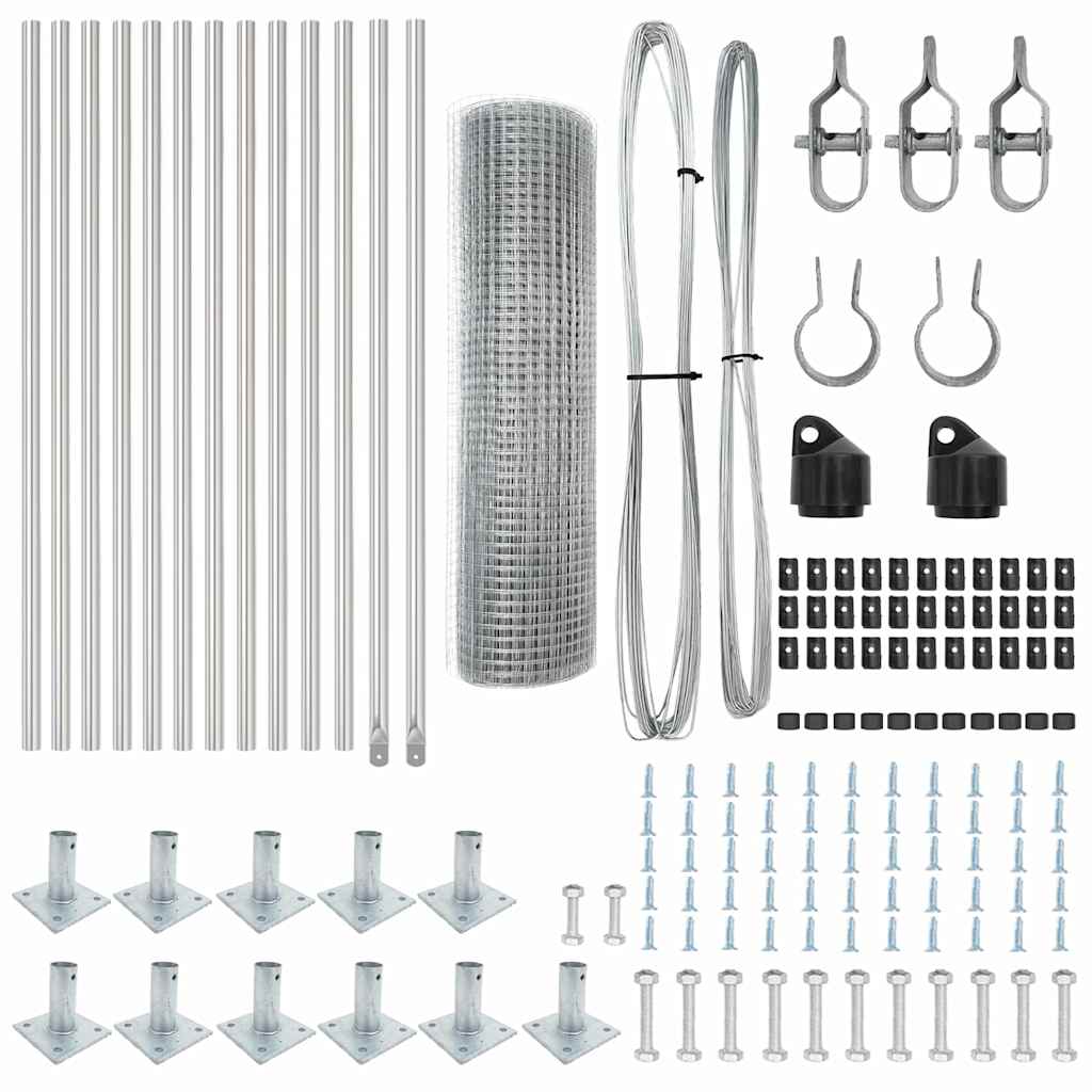 Welded Wire Fence with Concrete Base 25 x 0.4 m Silver Mesh