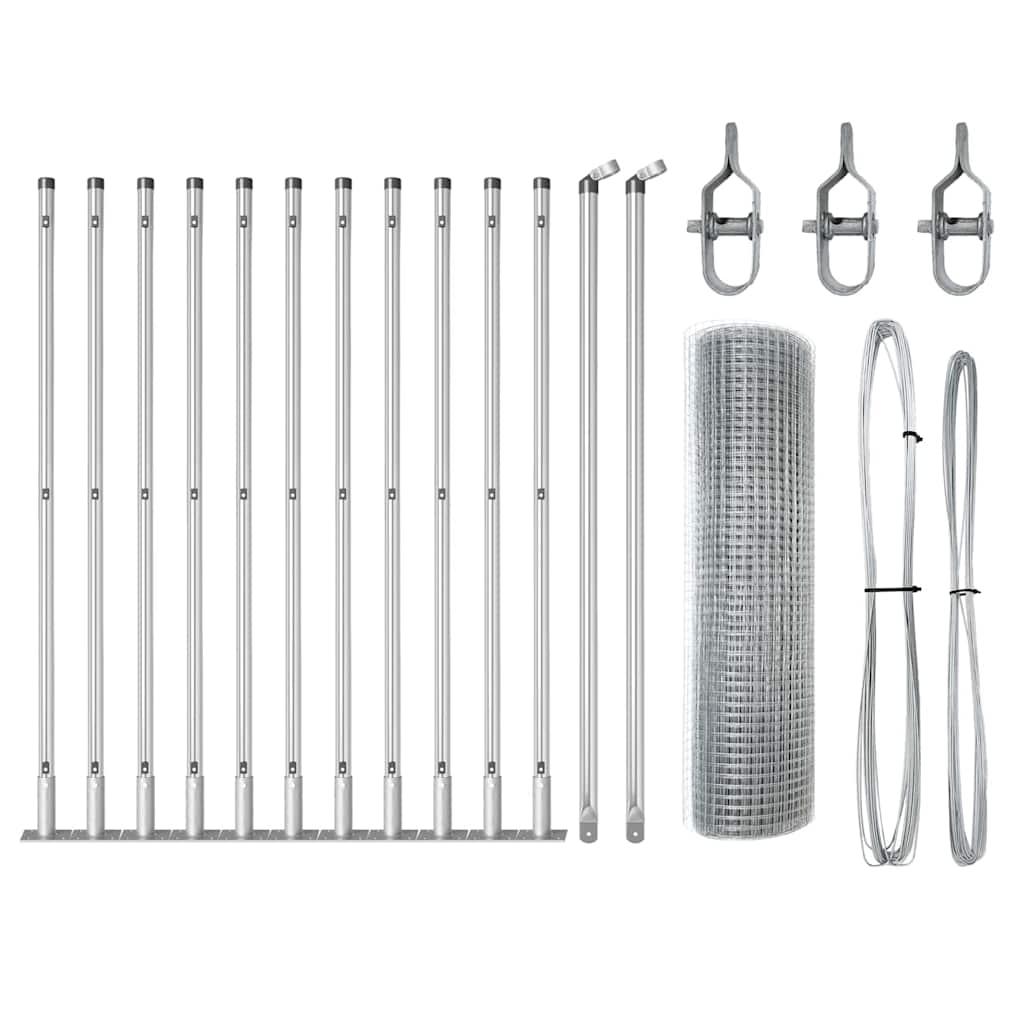 Welded Wire Fence with Concrete Base 25 x 0.5 m Silver Mesh