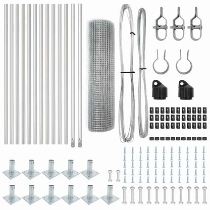 Welded Wire Fence with Concrete Base 25 x 0.5 m Silver Mesh