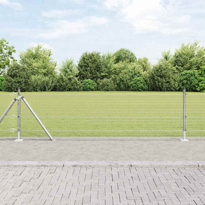 Welded Wire Fence with Concrete Base 25 x 0.6 m Silver Mesh