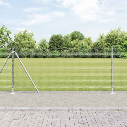 Welded Wire Fence with Concrete Base 25 x 0.8 m Silver Mesh