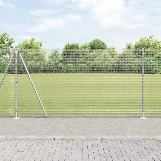 Welded Wire Fence with Concrete Base 25 x 1.2 m Silver Mesh
