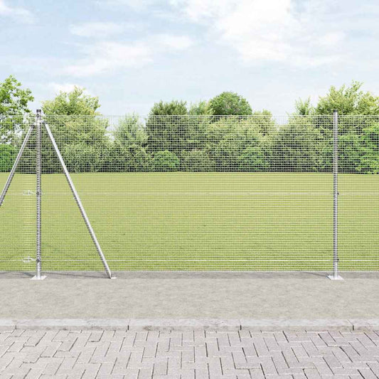 Welded Wire Fence with Concrete Base 25 x 1.2 m Silver Mesh