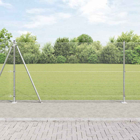 Welded Wire Fence with Concrete Base 25 x 1.2 m Silver Mesh