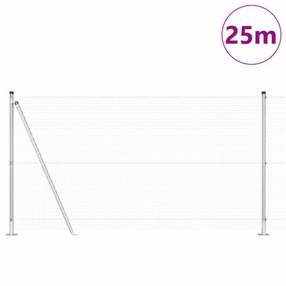 Welded Wire Fence with Concrete Base 25 x 1.2 m Silver Mesh