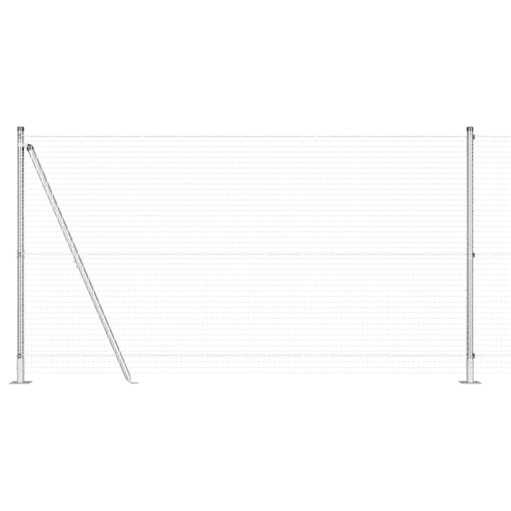Welded Wire Fence with Concrete Base 25 x 1.2 m Silver Mesh