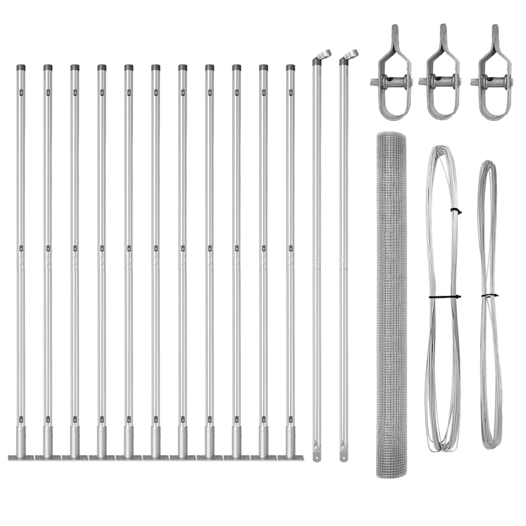 Welded Wire Fence with Concrete Base 25 x 1.4 m Silver Mesh