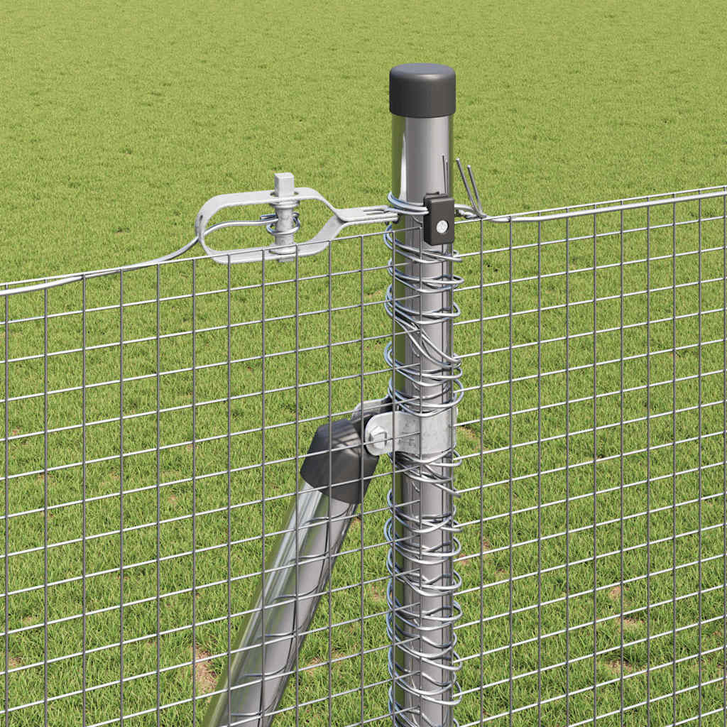 Welded Wire Fence with Concrete Base 25 x 1.4 m Silver Mesh