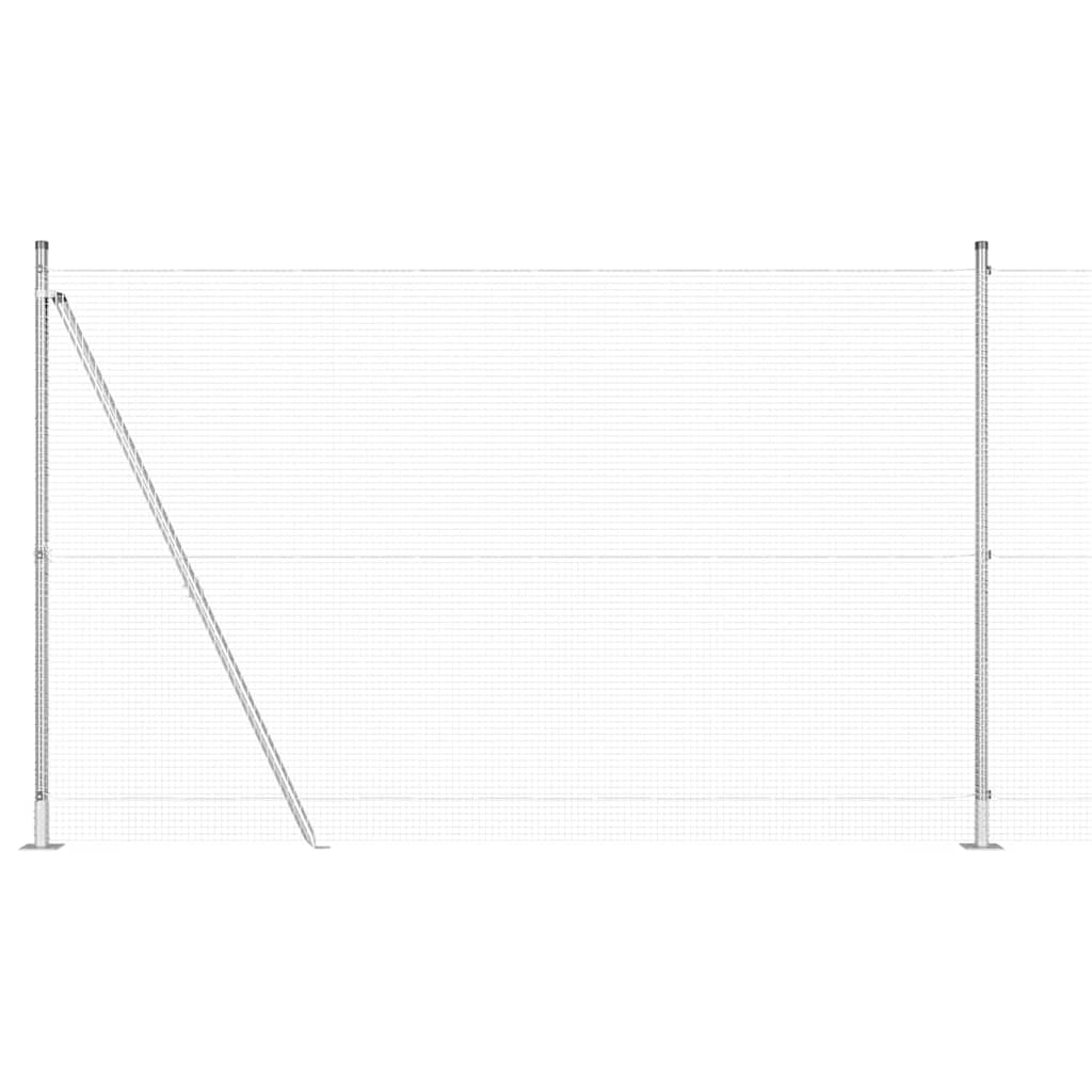 Welded Wire Fence with Concrete Base 25 x 1.4 m Silver Mesh