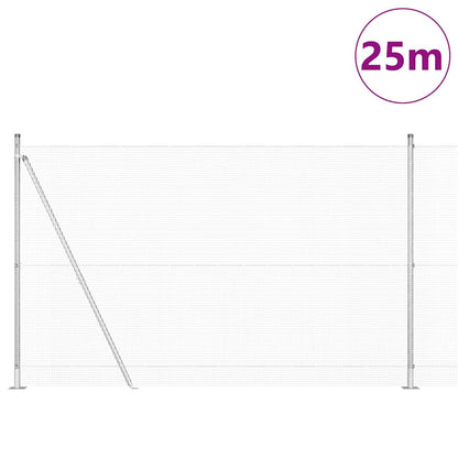 Welded Wire Fence with Concrete Base 25 x 1.5 m Silver Mesh