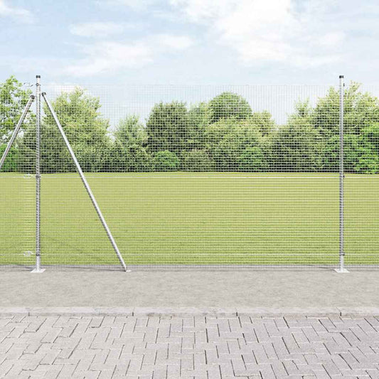 Welded Wire Fence with Concrete Base 25 x 1.5 m Silver Mesh