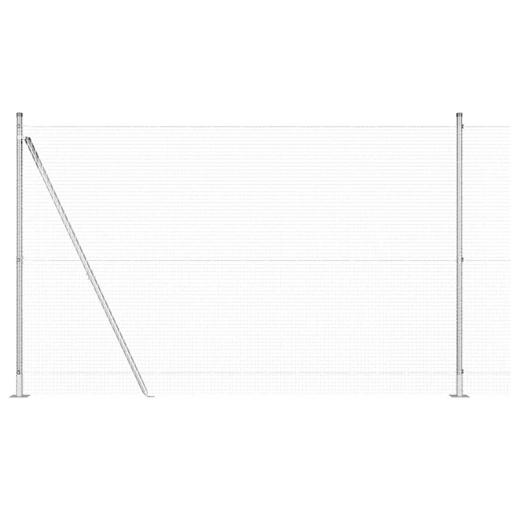 Welded Wire Fence with Concrete Base 25 x 1.5 m Silver Mesh