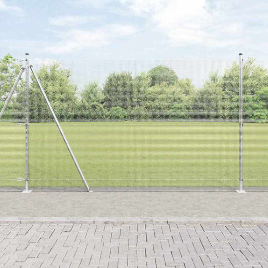 Welded Wire Fence with Concrete Base 25 x 1.6 m Silver Mesh