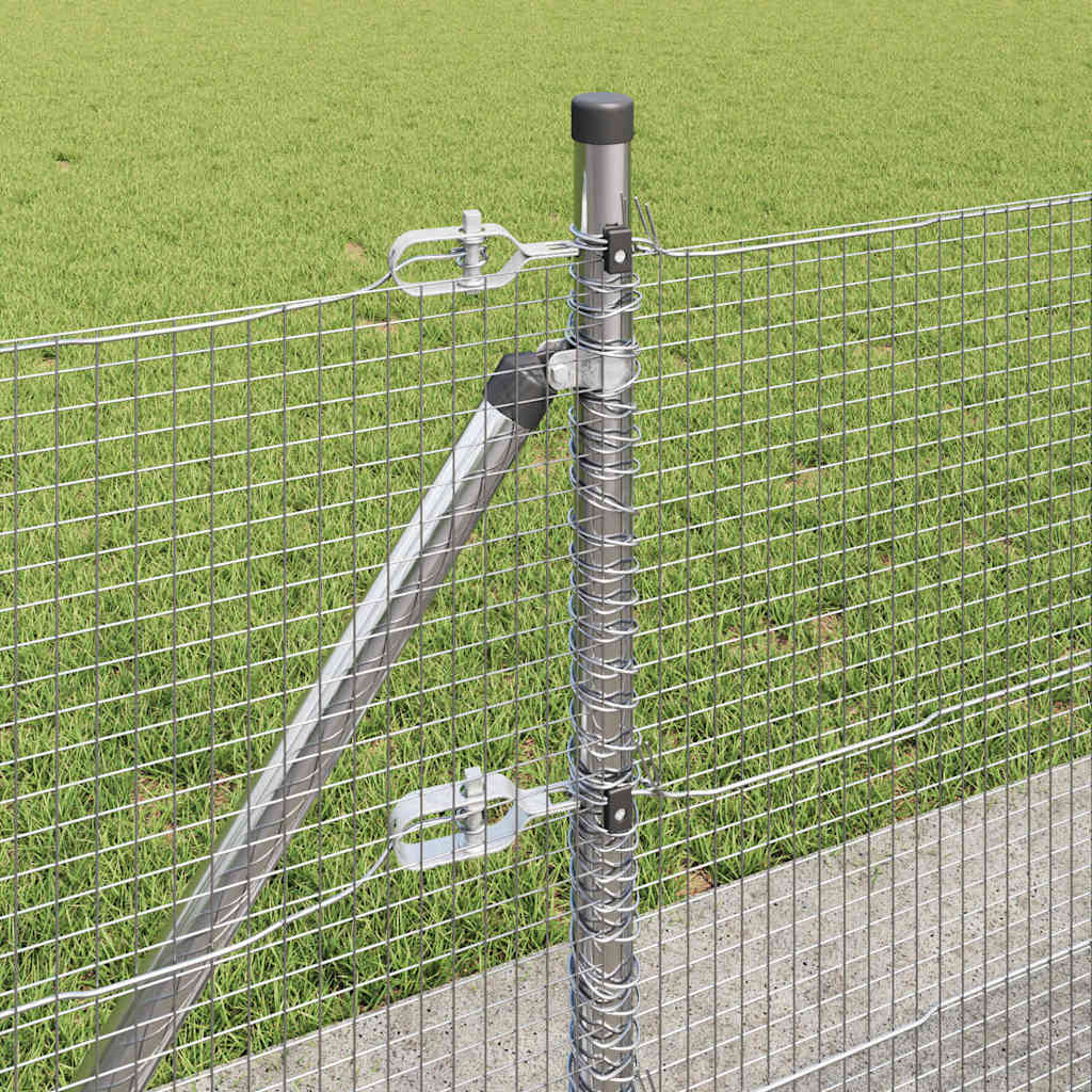 Welded Wire Fence with Concrete Base 50 x 0.5 m Silver Mesh