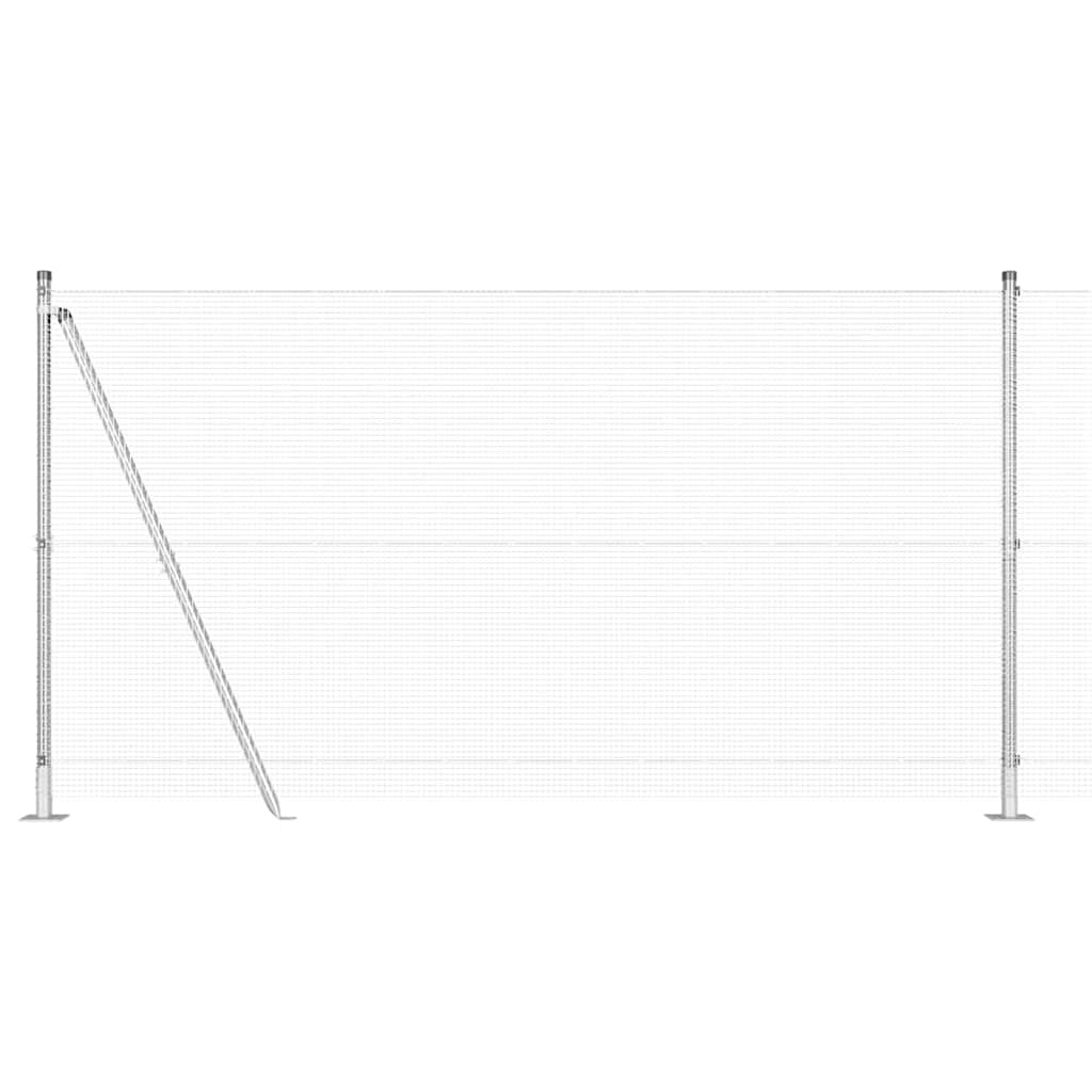 Welded Wire Fence with Concrete Base 50 x 1.2 m Silver Mesh