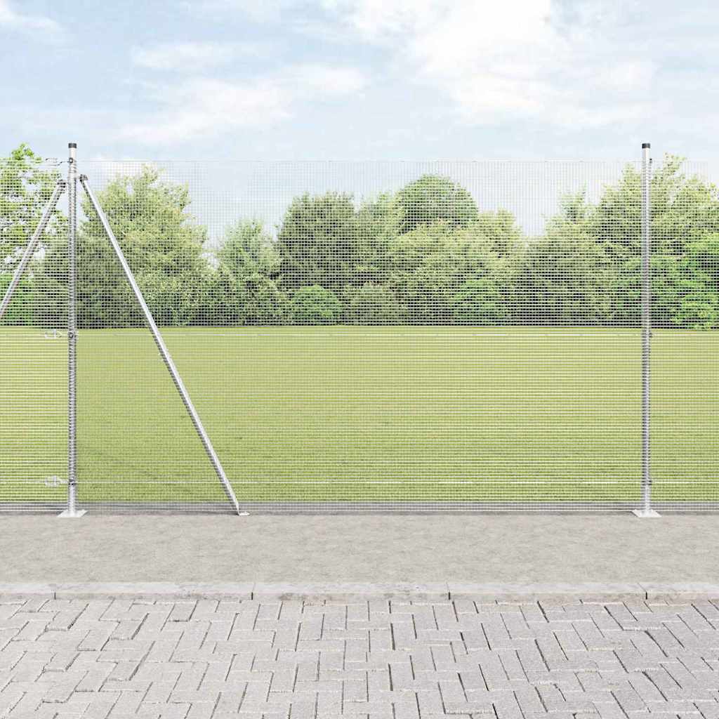 Welded Wire Fence with Concrete Base 50 x 1.4 m Silver Mesh