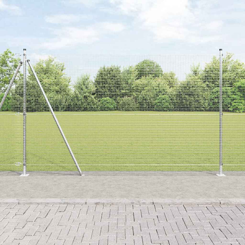 Welded Wire Fence with Concrete Base 50 x 1.4 m Silver Mesh