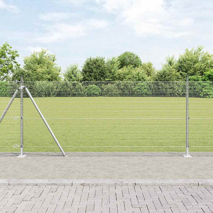 Welded Wire Fence with Concrete Base 100 x 0.8 m Silver Mesh