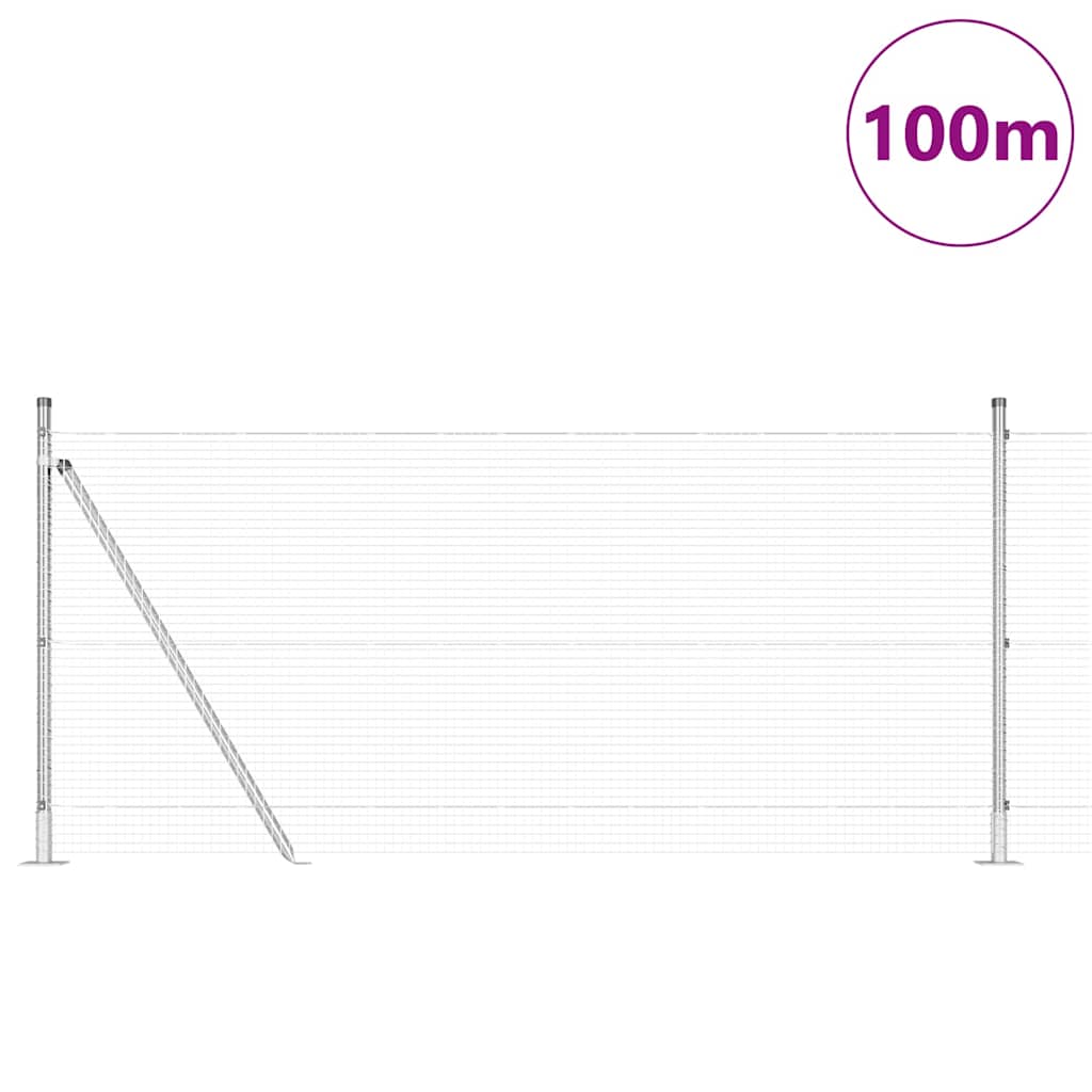 Welded Wire Fence with Concrete Base 100 x 0.8 m Silver Mesh