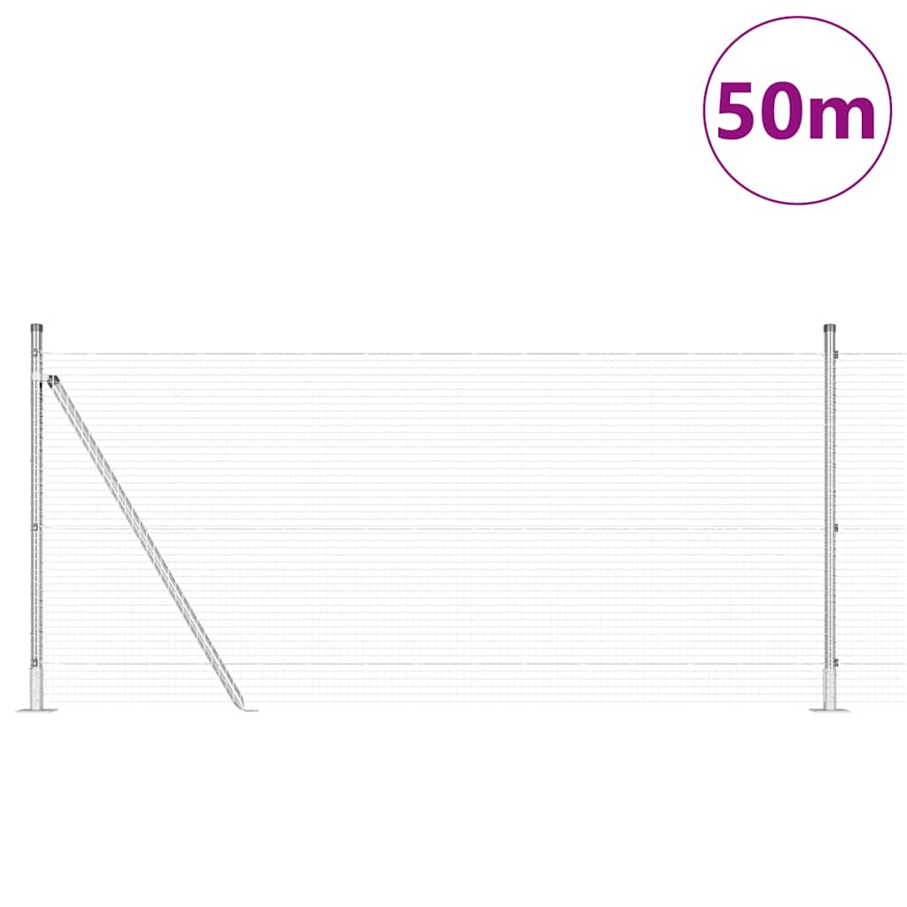 Welded Wire Fence with Concrete Base 100 x 0.8 m Silver Mesh