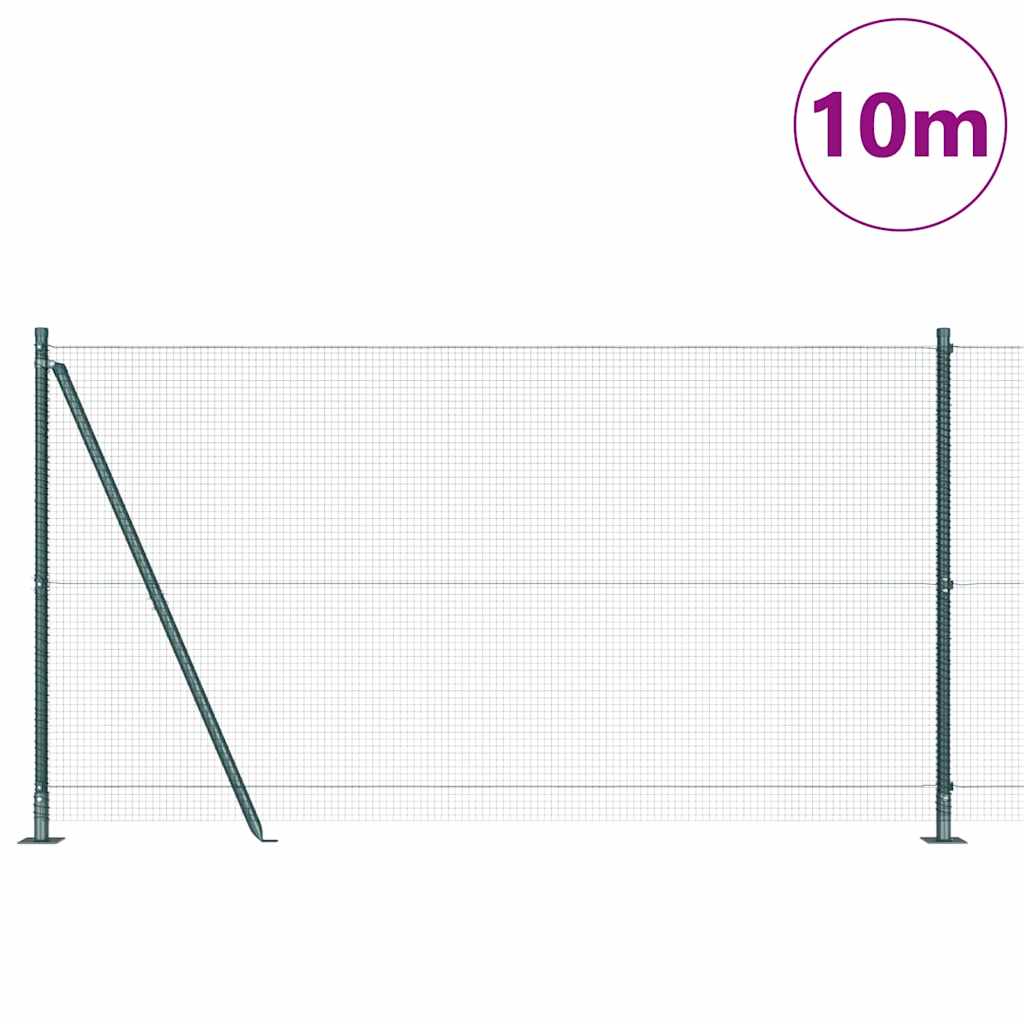Welded Wire Fence with Concrete Base 10 x 1.2 m Green Mesh