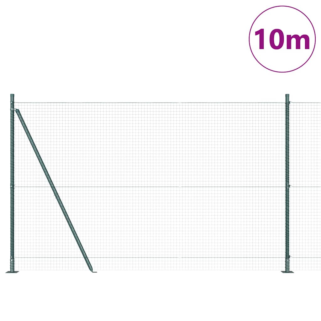 Welded Wire Fence with Concrete Base 10 x 1.5 m Green Mesh