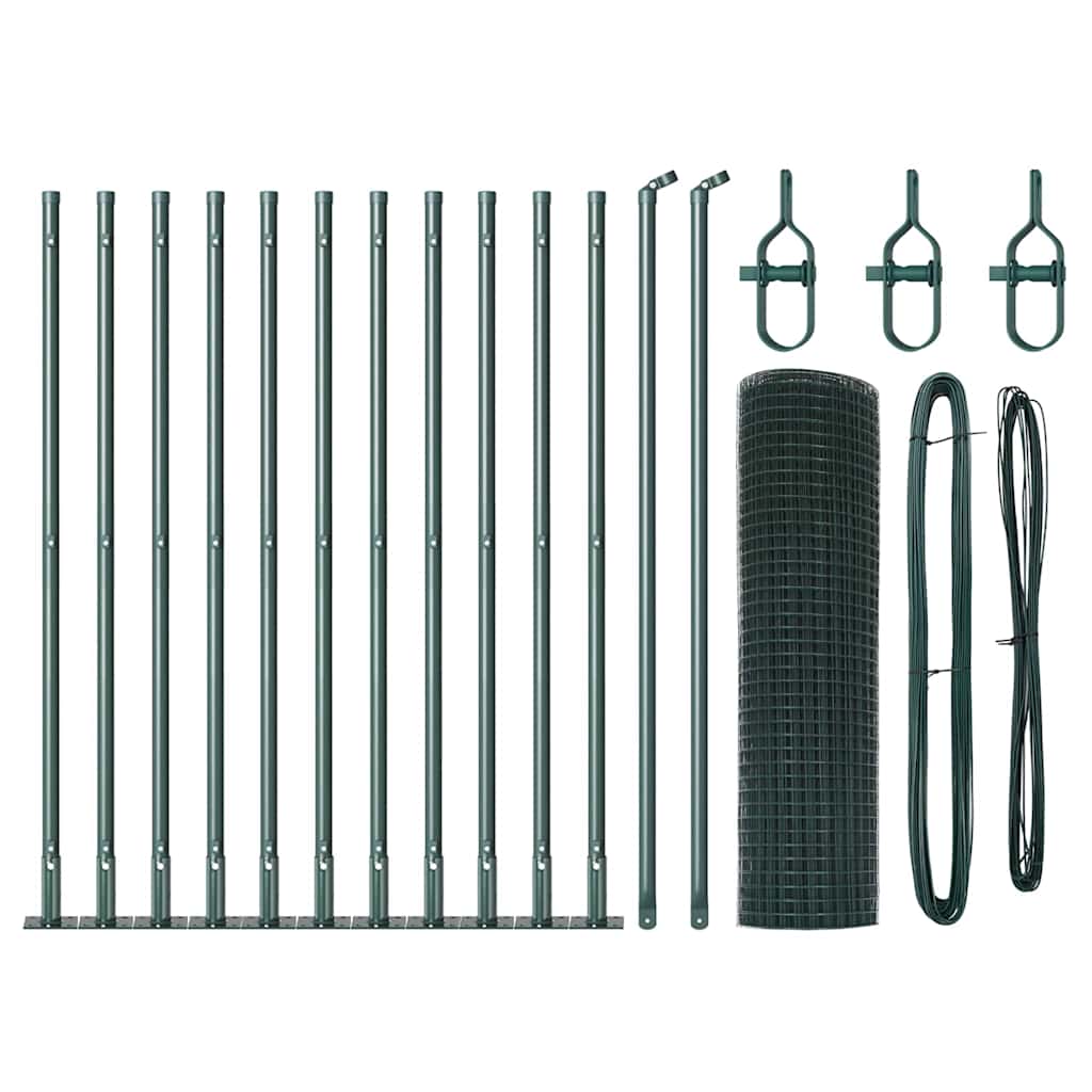Welded Wire Fence with Concrete Base 25 x 0.6 m Green Mesh