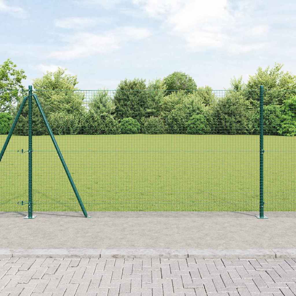 Welded Wire Fence with Concrete Base 25 x 1.2 m Green Mesh