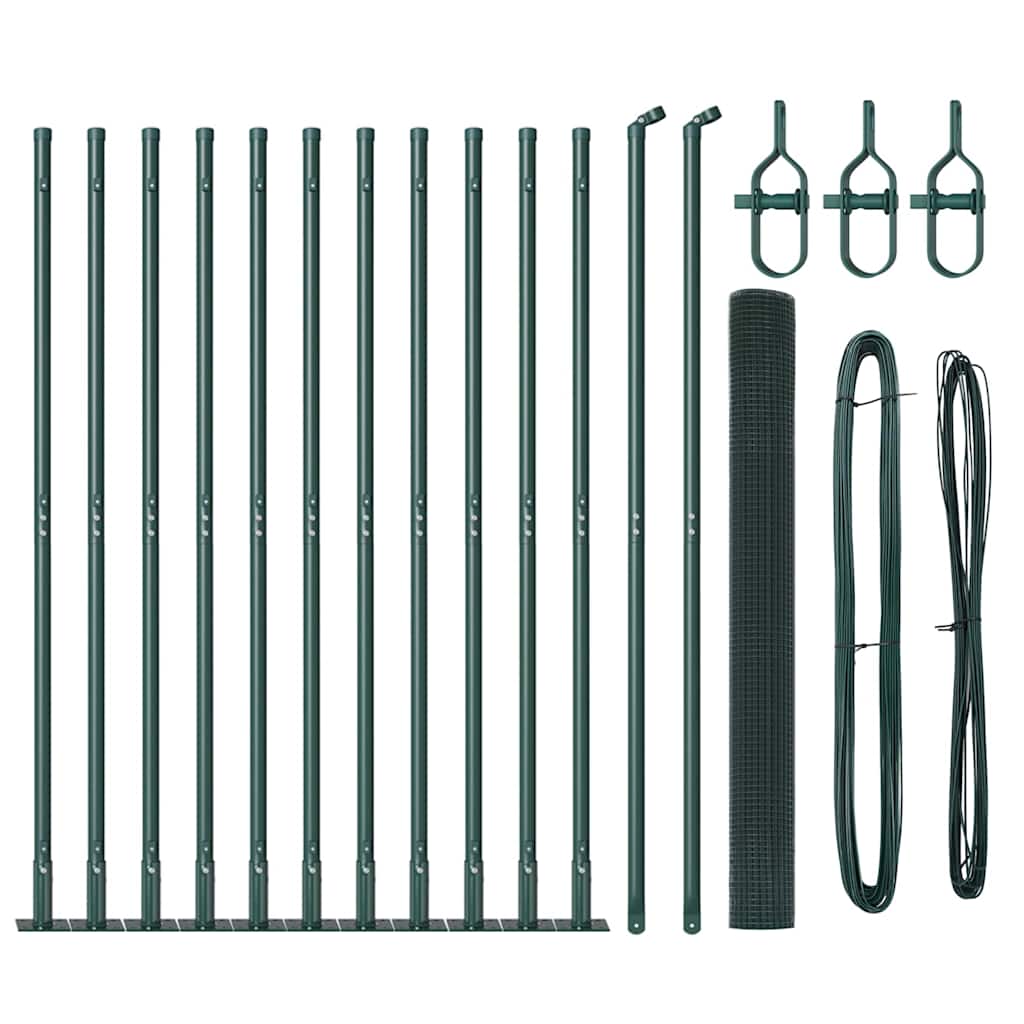 Welded Wire Fence with Concrete Base 25 x 1.4 m Green Mesh