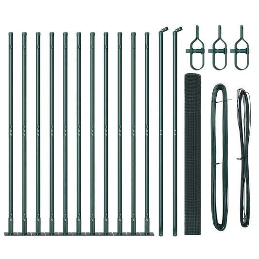 Welded Wire Fence with Concrete Base 25 x 1.4 m Green Mesh