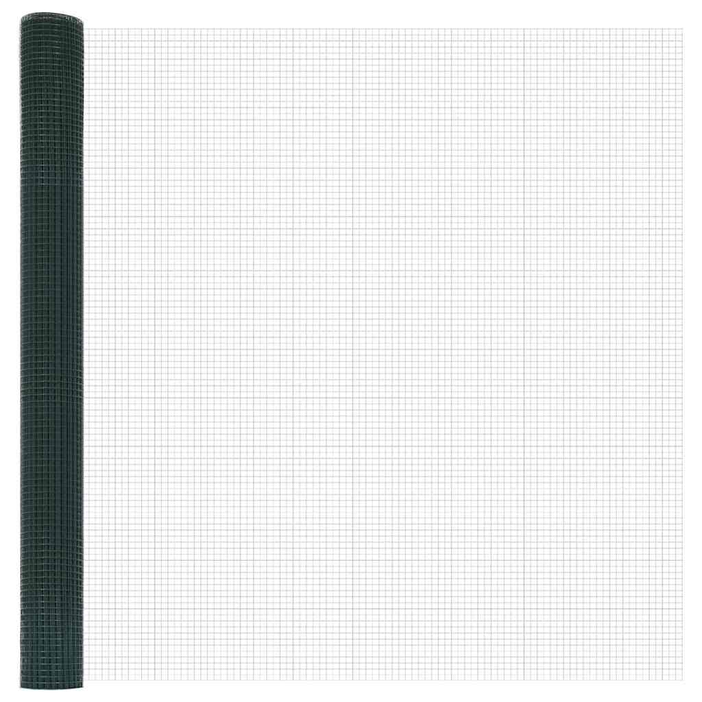 Welded Wire Fence with Concrete Base 25 x 1.5 m Green Mesh