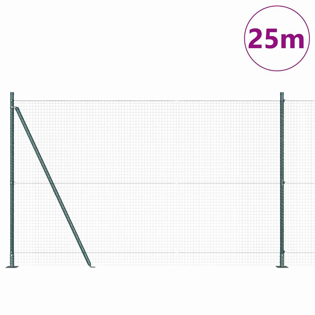 Welded Wire Fence with Concrete Base 25 x 1.5 m Green Mesh