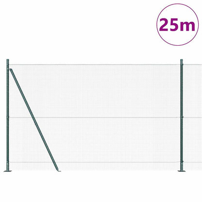 Welded Wire Fence with Concrete Base 25 x 1.6 m Green Mesh