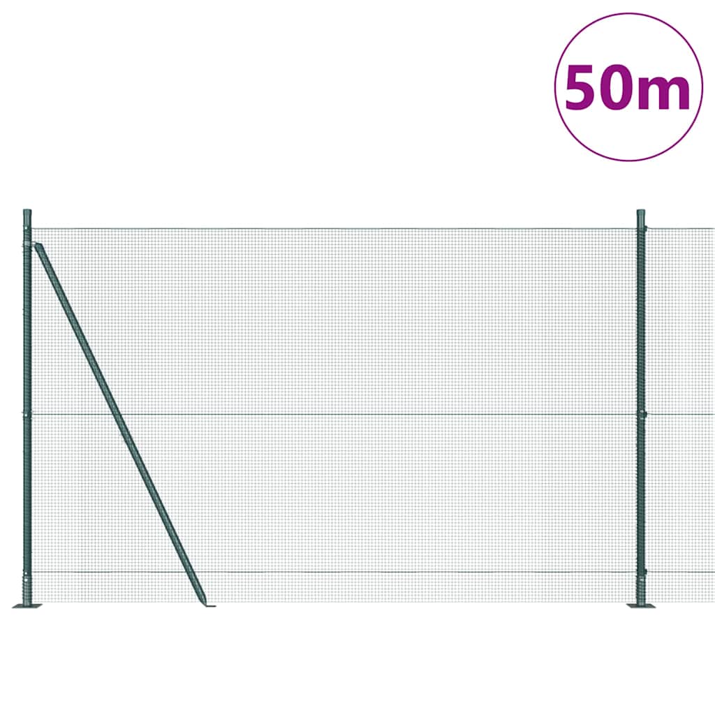 Welded Wire Fence with Concrete Base 50 x 1.4 m Green Mesh