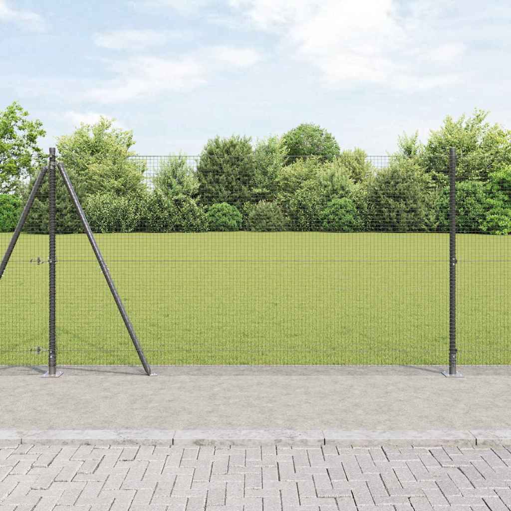 Welded Wire Fence with Concrete Base 10 x 1.2 m Grey Mesh