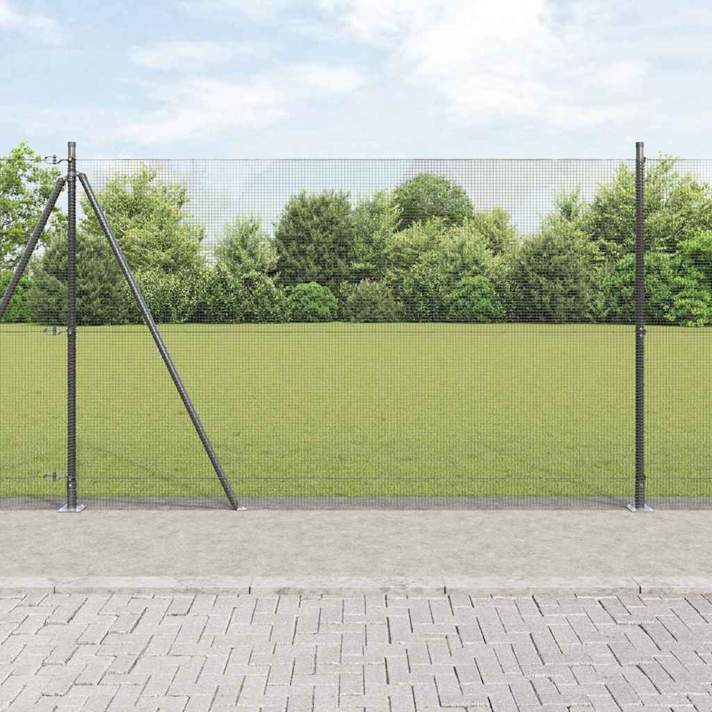 Welded Wire Fence with Concrete Base 10 x 1.4 m Grey Mesh