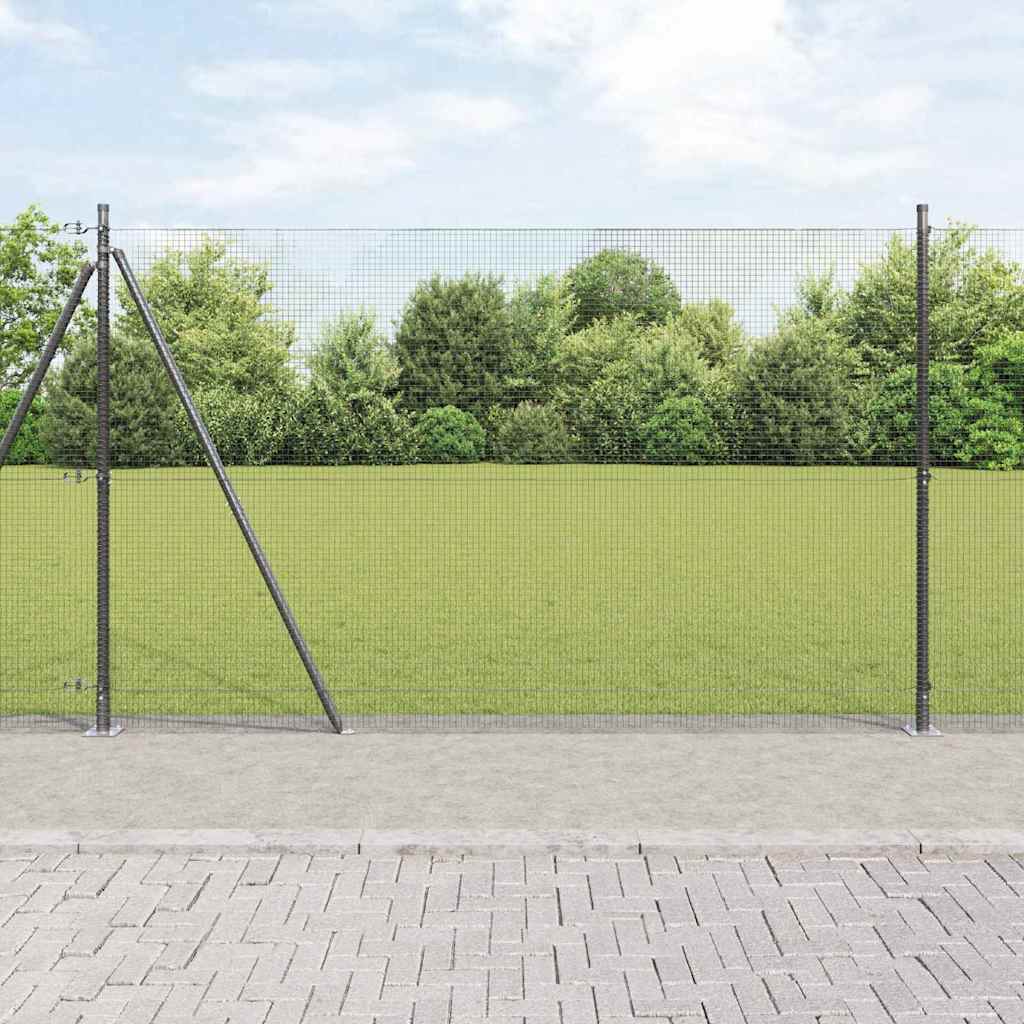 Welded Wire Fence with Concrete Base 10 x 1.5 m Grey Mesh