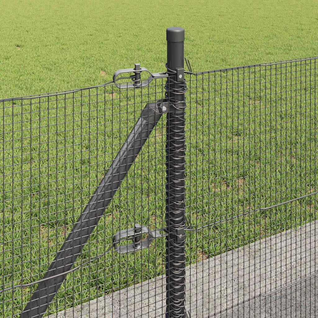 Welded Wire Fence with Concrete Base 25 x 0.5 m Grey Mesh