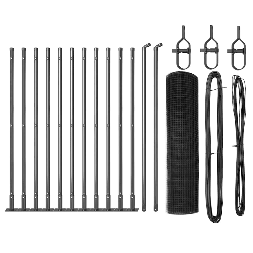 Welded Wire Fence with Concrete Base 25 x 0.6 m Grey Mesh