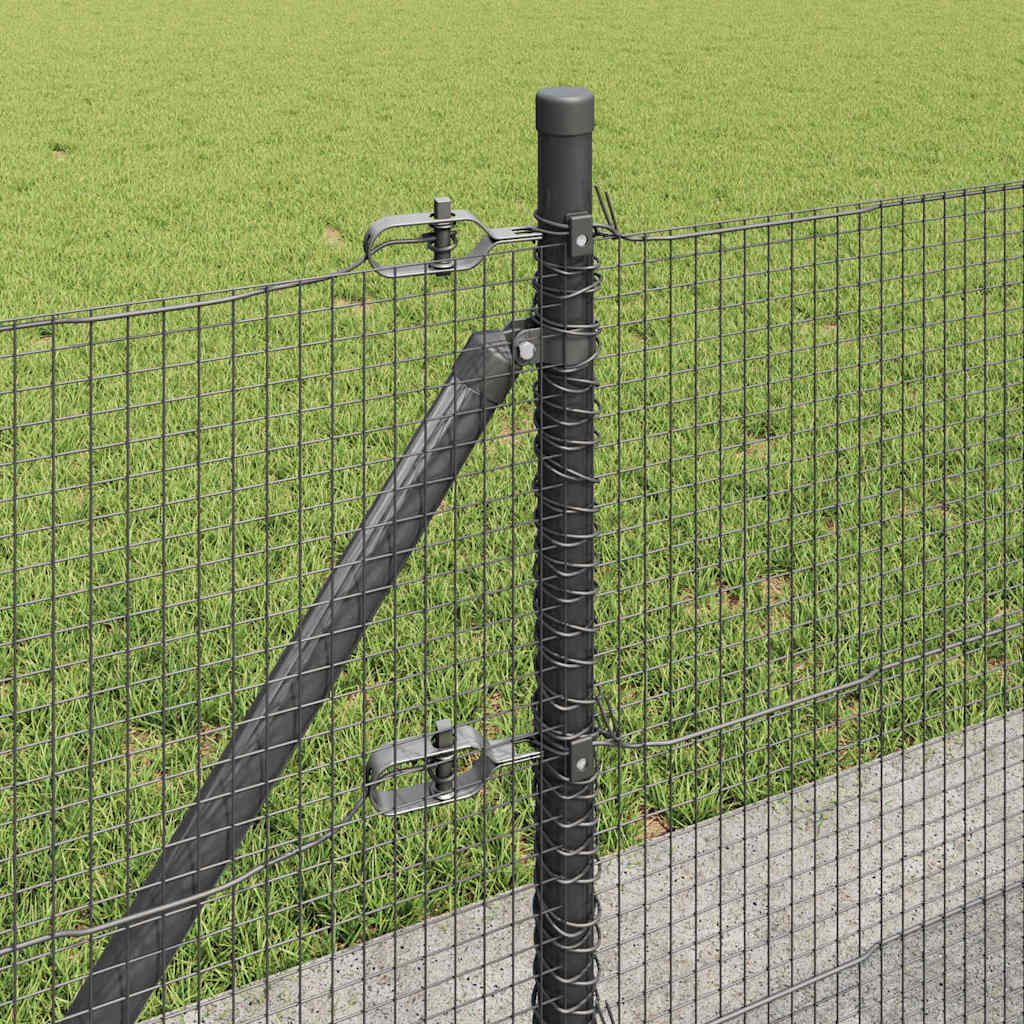 Welded Wire Fence with Concrete Base 25 x 0.6 m Grey Mesh