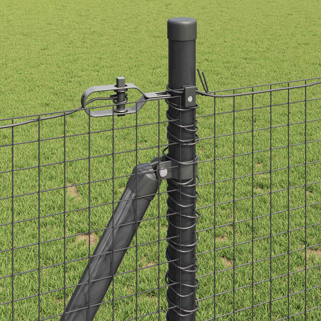 Welded Wire Fence with Concrete Base 25 x 0.8 m Grey Mesh