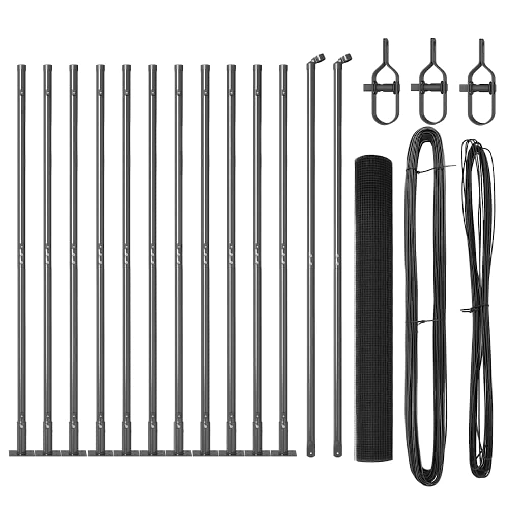 Welded Wire Fence with Concrete Base 25 x 1 m PVC-Coated Steel