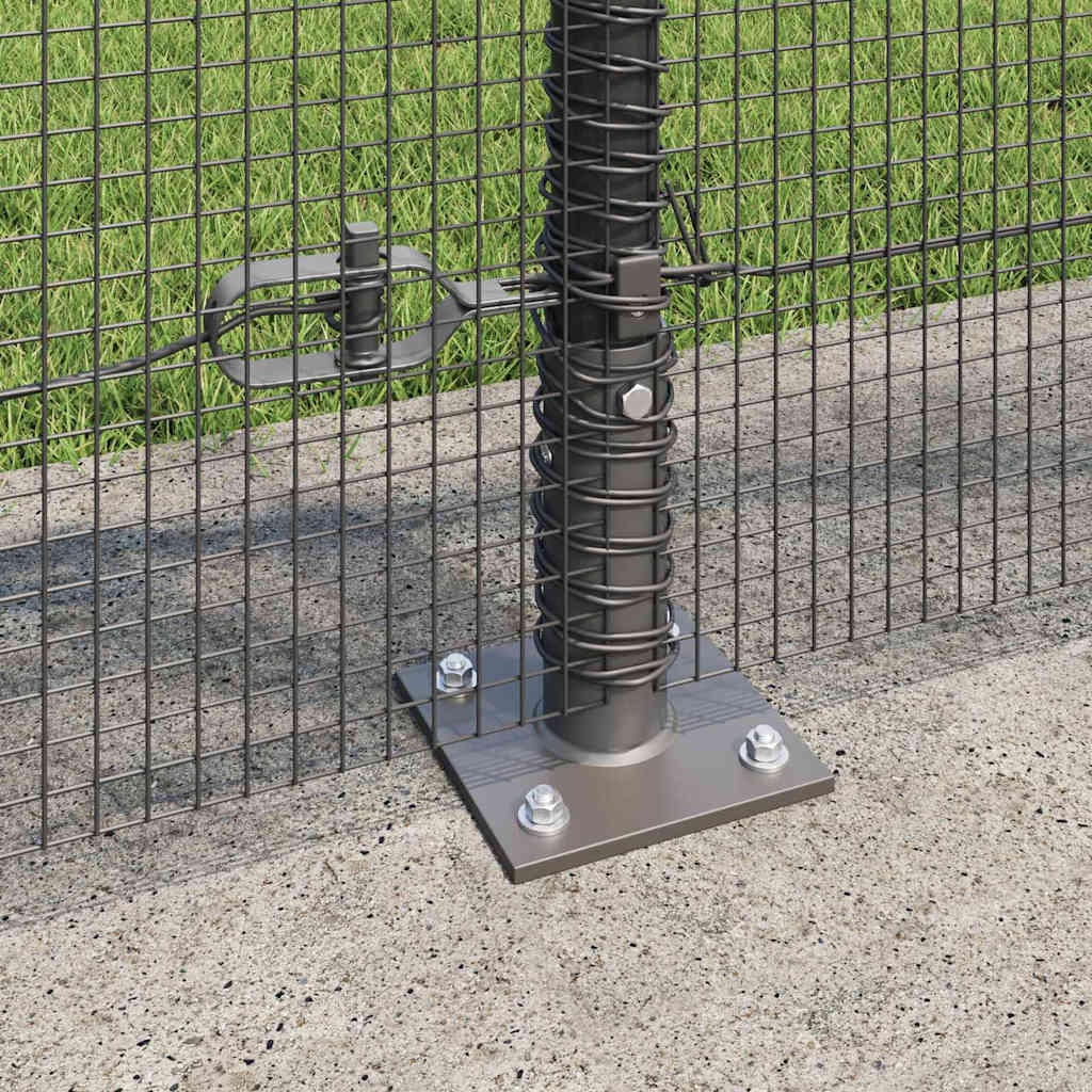 Welded Wire Fence with Concrete Base 25 x 1.4 m Grey Mesh
