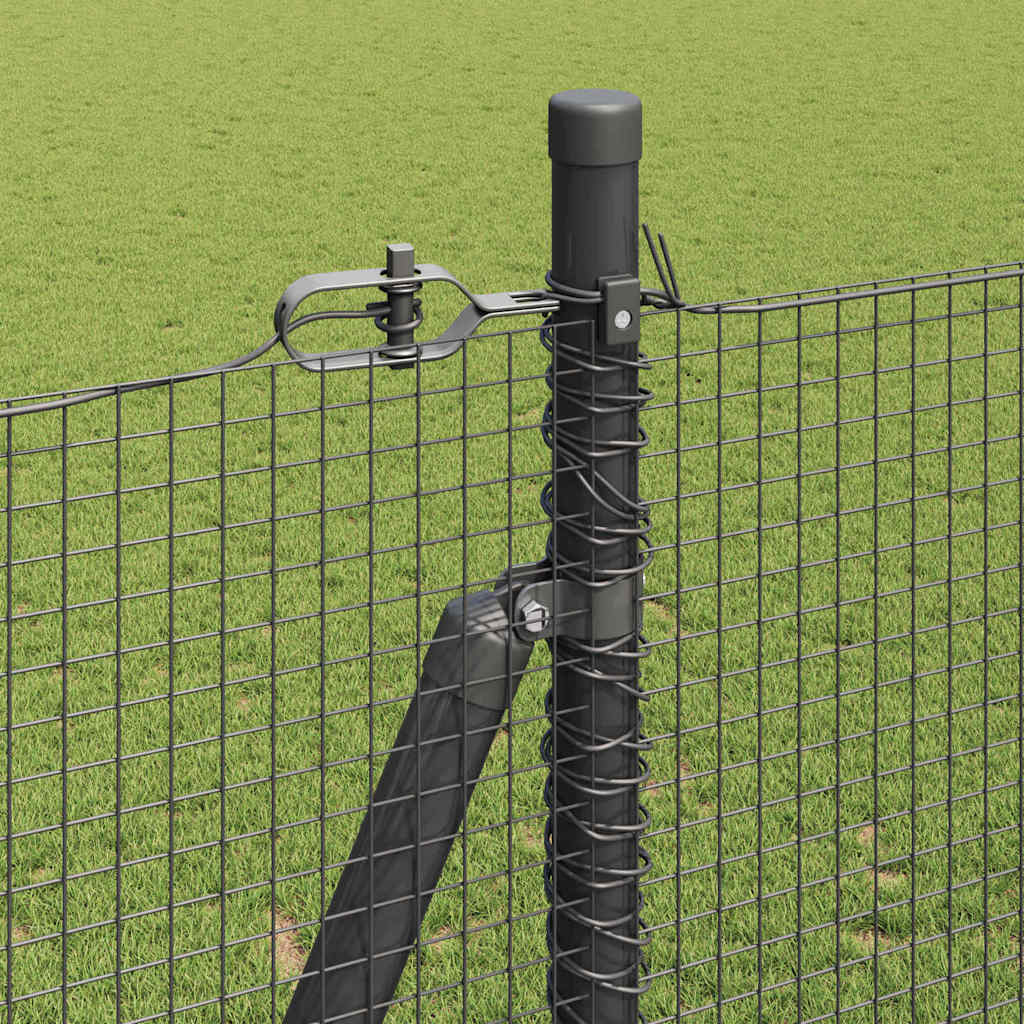 Welded Wire Fence with Concrete Base 25 x 1.5 m Grey Mesh