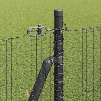 Welded Wire Fence with Concrete Base 25 x 1.5 m Grey Mesh