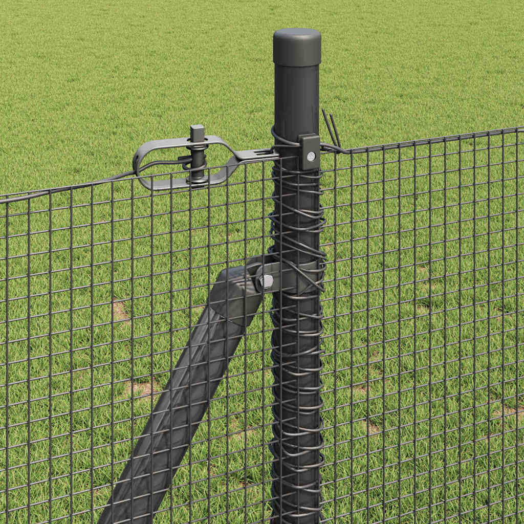 Welded Wire Fence with Concrete Base 25 x 1.5 m Grey Mesh