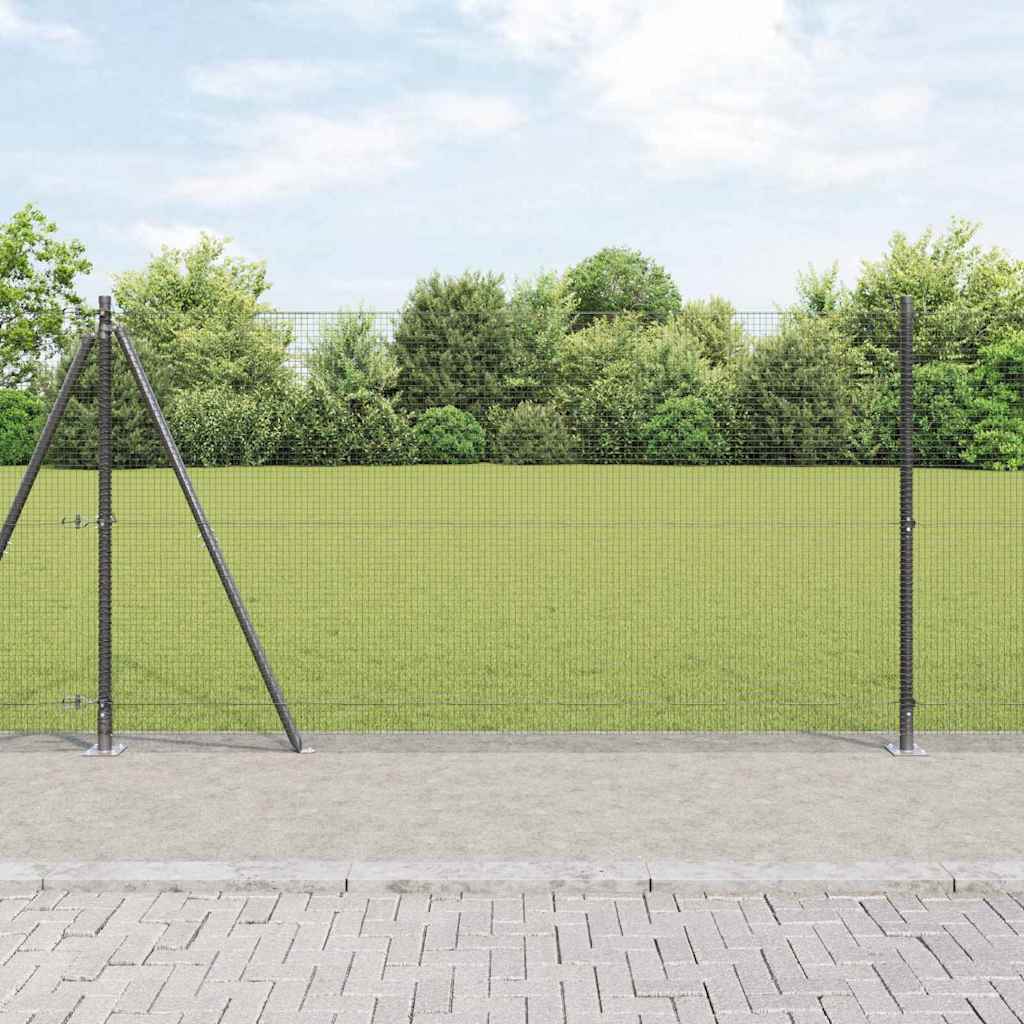 Welded Wire Fence with Concrete Base 50 x 1.2 m Grey Mesh