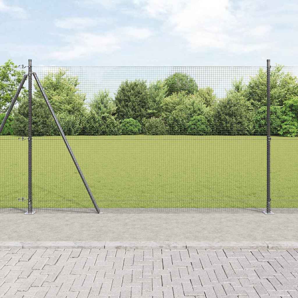 Welded Wire Fence with Concrete Base 50 x 1.4 m Grey Mesh
