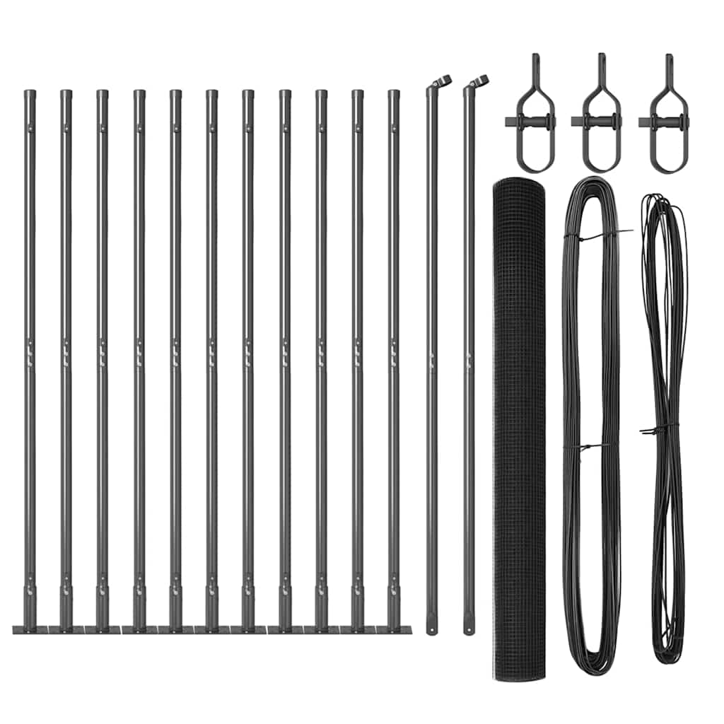 Welded Wire Fence with Concrete Base 50 x 1.4 m Grey Mesh